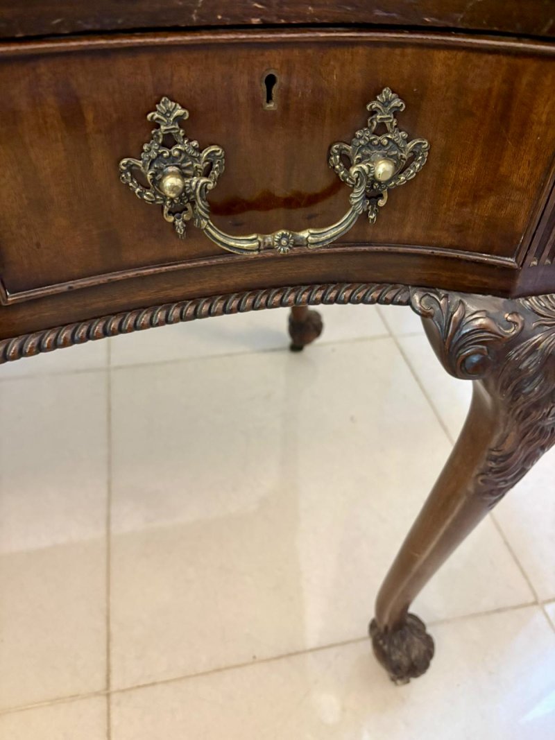 Antique Victorian Quality Carved Mahogany Desk/Console Table - Image 12